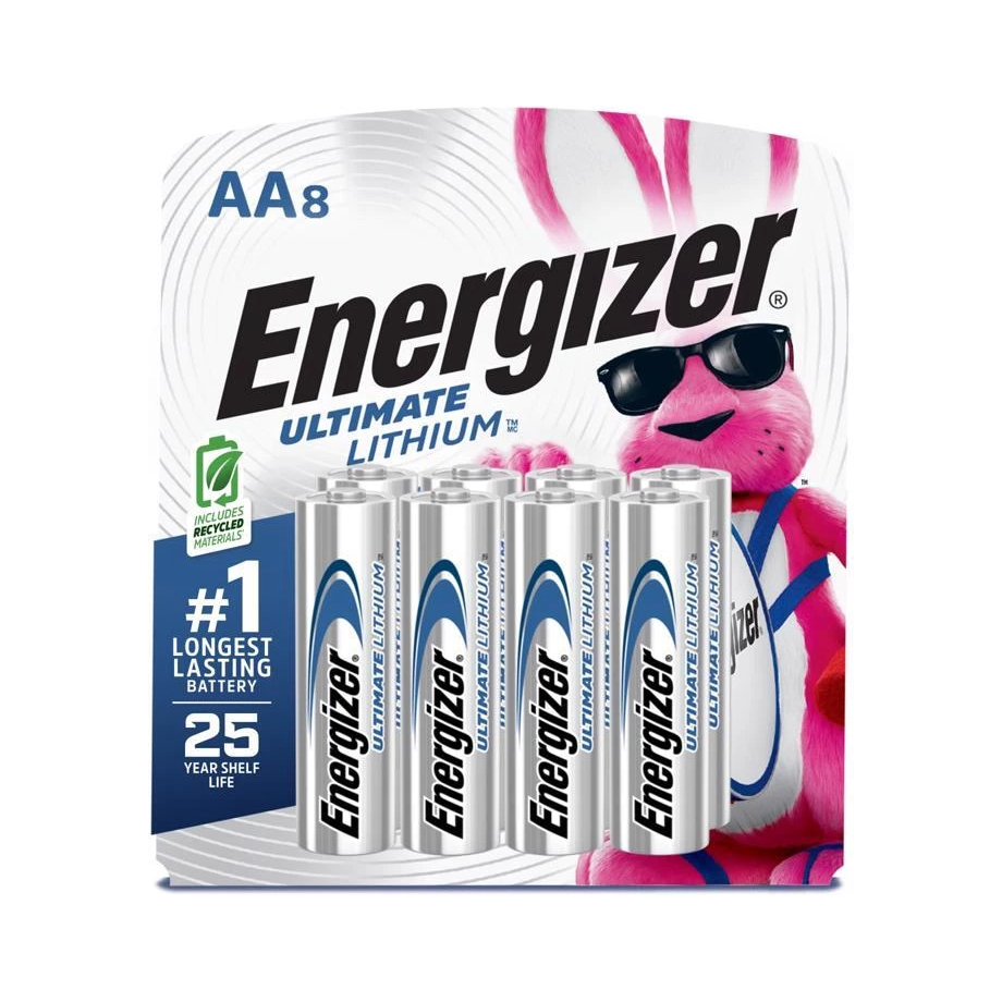 Energizer Ultimate Litmium Ion AA 1.5 V 3 Ah Electronics Battery L91BP-8 8pk
